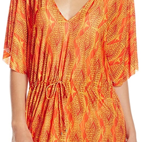 NWT‎ ViX Menfis Lina Caftan Cover-Up Beach Dress in Orange [SZ Medium ] - Picture 6 of 8